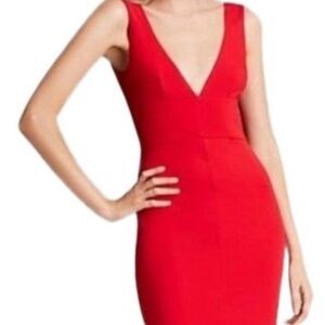 NEW WITH TAGS ALLEN SCHWARTZ ABS Red V-Neck Long Dress size L